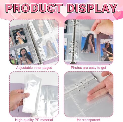 Kpop Photocard Binder, PU Leather A5 Photocard Holder with 200 Pocket, K-Pop Korean Pop Photocard Holder Binder Book, 4 Photo Style Photo Card Album Trading Cards Organizer(White) in Saudi Arabia