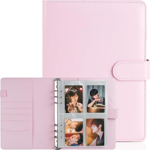 Kpop Photocard Binder, PU Leather A5 Photocard Holder with 200 Pocket, K-Pop Korean Pop Photocard Holder Binder Book, 4 Photo Style Photo Card Album Trading Cards Organizer(White) in Saudi Arabia