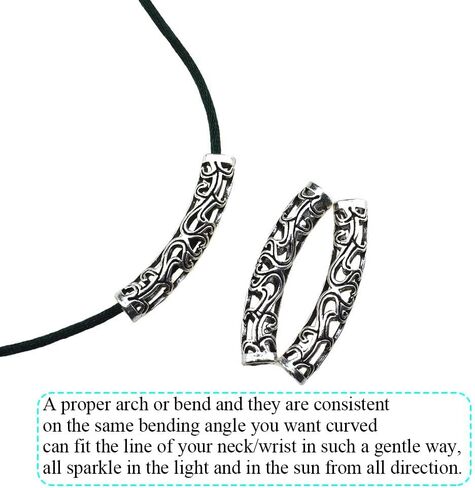 5x36mm Curved Tube Beads Bend Properly Fits Skin Line Vibrant Silver Shine Evenly Wide Inside Feed Through Noodle Charms Quality Brass for Handmade Memory Bracelets Earrings 5 Pcs in Saudi Arabia