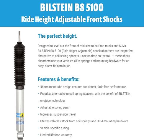 زوج من ممتصات الصدمات الأمامية والخلفية من سلسلة Bilstein B8 5100 لـ 2014-2018 Ram 2500 مع رفع أمامي 2-2.5 بوصة ورفع خلفي 0-1 بوصة | يشتمل على ملصق TrendsAuto | 24-268639 24-239455 in Saudi Arabia