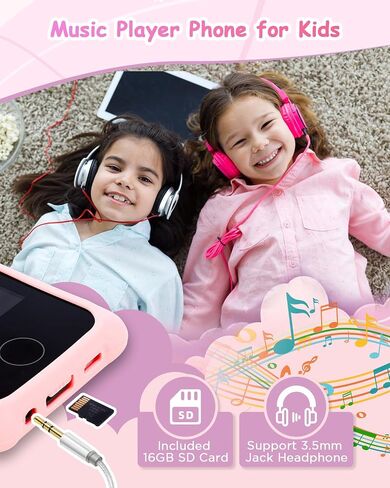 هاتف ذكي للأطفال للفتيات، هدية عيد ميلاد للفتيات من سن 3 إلى 10 سنوات، ألعاب هاتف خلوي للأطفال، ألعاب هاتف للأطفال الصغار مع كاميرا مزدوجة عالية الدقة، مشغل موسيقى، بطاقة SD 16 جيجا (شاشة تعمل باللمس) in Saudi Arabia