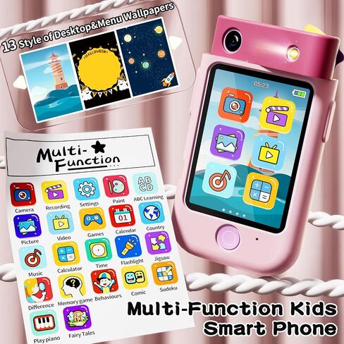 Kids Smart Phone for Girls Toys,Gift for 3 4 5 6 7 8 9 10 Year Old Girl Christmas Birthday Kids Toys,2.8" Touchscreen Toddler Learning Cell Toy Phone with Rotating Camera,Game,Music Player,32G SD Card in Saudi Arabia