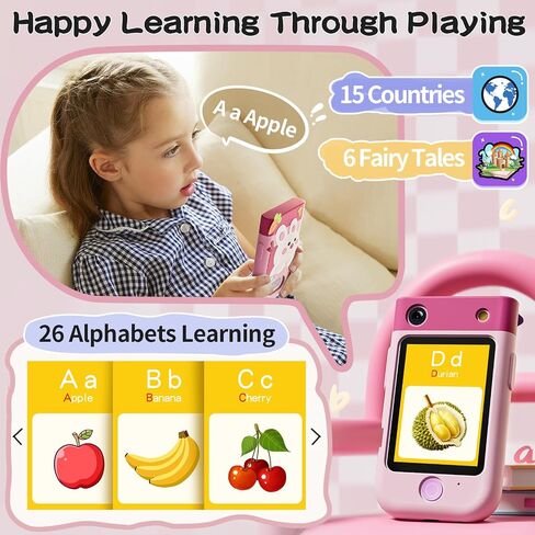 Kids Smart Phone for Girls Toys,Gift for 3 4 5 6 7 8 9 10 Year Old Girl Christmas Birthday Kids Toys,2.8" Touchscreen Toddler Learning Cell Toy Phone with Rotating Camera,Game,Music Player,32G SD Card in Saudi Arabia