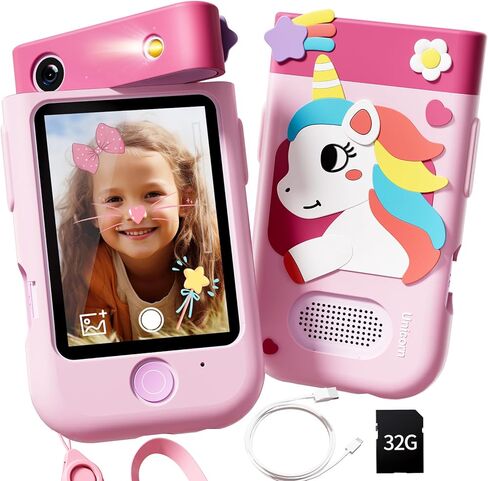 Kids Smart Phone for Girls Toys,Gift for 3 4 5 6 7 8 9 10 Year Old Girl Christmas Birthday Kids Toys,2.8" Touchscreen Toddler Learning Cell Toy Phone with Rotating Camera,Game,Music Player,32G SD Card in Saudi Arabia