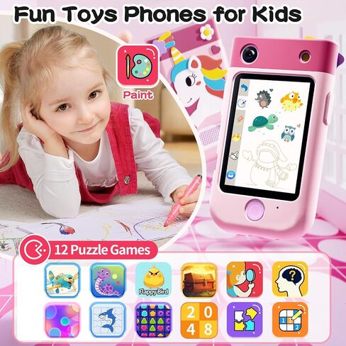 Kids Smart Phone for Girls Toys,Gift for 3 4 5 6 7 8 9 10 Year Old Girl Christmas Birthday Kids Toys,2.8" Touchscreen Toddler Learning Cell Toy Phone with Rotating Camera,Game,Music Player,32G SD Card in Saudi Arabia