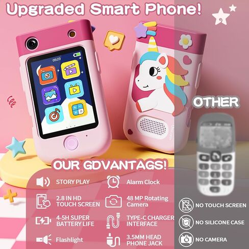 Kids Smart Phone for Girls Toys,Gift for 3 4 5 6 7 8 9 10 Year Old Girl Christmas Birthday Kids Toys,2.8" Touchscreen Toddler Learning Cell Toy Phone with Rotating Camera,Game,Music Player,32G SD Card in Saudi Arabia