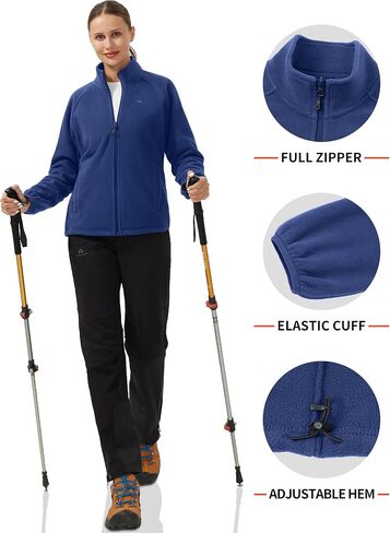 Pioneer Camp Women's Lightweight Fleece Jacket Full Zip Polar Soft Warm Winter Coat Antistatic Outwear with Zipper Pockets in Kuwait
