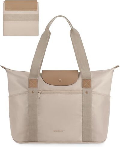BAGSMART Tote Bag for Women, Foldable Tote Bag with Compartments, Tote Bag with Zipper Work Tote Handbag for Travel in Saudi Arabia