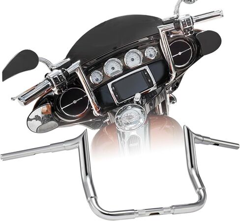 مقابض باجر مقاس 10 بوصات Rise Ape 1-1/2 بوصة لموديلات Harley 1996-2023 Street Glide FLHX/Electra Glide FLHT/Ultra Limited FLHTK/Tri-Glide FLHTCUTG، كروم in Kuwait