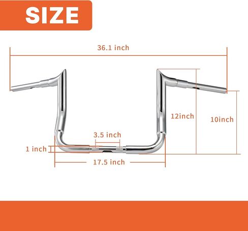 مقابض باجر مقاس 10 بوصات Rise Ape 1-1/2 بوصة لموديلات Harley 1996-2023 Street Glide FLHX/Electra Glide FLHT/Ultra Limited FLHTK/Tri-Glide FLHTCUTG، كروم in Kuwait