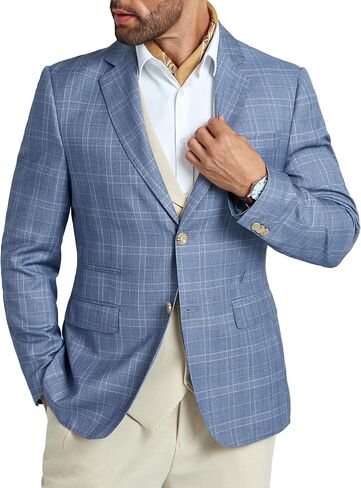 Mens Blazer Slim Fit Stripes Casual Two Buttons Sport Coats Lightweight Mens Business Notch Lapel Suit Jacket in Saudi Arabia