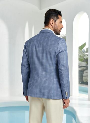 Mens Blazer Slim Fit Stripes Casual Two Buttons Sport Coats Lightweight Mens Business Notch Lapel Suit Jacket in Saudi Arabia
