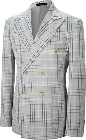 Mens Blazer Slim Fit Stripes Casual Two Buttons Sport Coats Lightweight Mens Business Notch Lapel Suit Jacket in Saudi Arabia