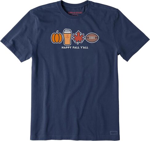 Life is Good Men's Crusher Tee, Short Sleeve Cotton Graphic T-Shirts, Happy Fall Icons in Saudi Arabia
