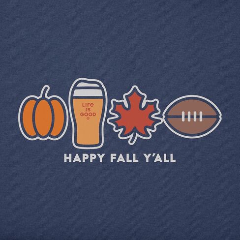 Life is Good Men's Crusher Tee, Short Sleeve Cotton Graphic T-Shirts, Happy Fall Icons in Saudi Arabia