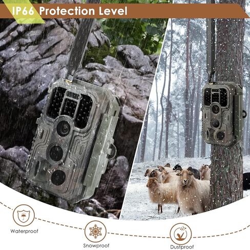 Folgtek 3-Pack Trail Cameras Wildlife Cam 24MP 1296P HD فيديو للرؤية الليلية و0.1 ثانية وقت الحركة المنشط IP66 مقاوم للماء، 120 درجة زاوية واسعة الفاصل الزمني وحماية كلمة المرور للصيد في الهواء الطلق in Kuwait