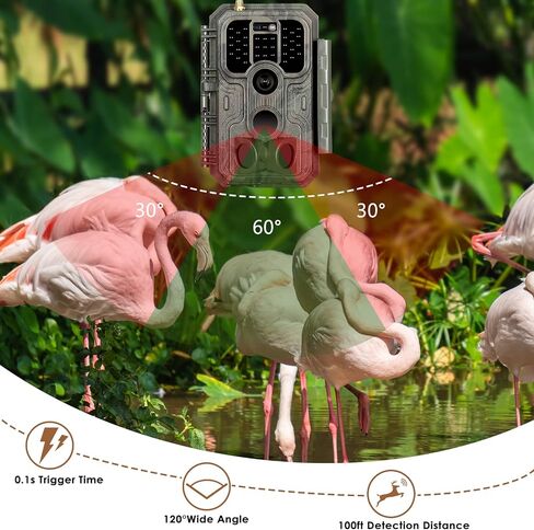 Folgtek 3-Pack Trail Cameras Wildlife Cam 24MP 1296P HD فيديو للرؤية الليلية و0.1 ثانية وقت الحركة المنشط IP66 مقاوم للماء، 120 درجة زاوية واسعة الفاصل الزمني وحماية كلمة المرور للصيد في الهواء الطلق in Kuwait