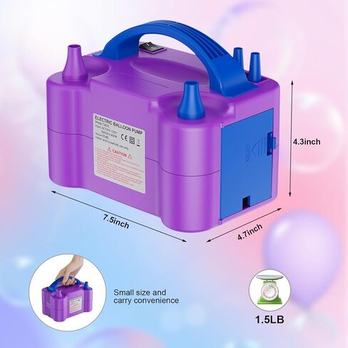 Electric Balloon Pump, Portable Dual Nozzle Electric Balloon Air Inflator for Party Decoration, 110V 600W Balloon Blower Pump Inflation-Rose Red in Saudi Arabia