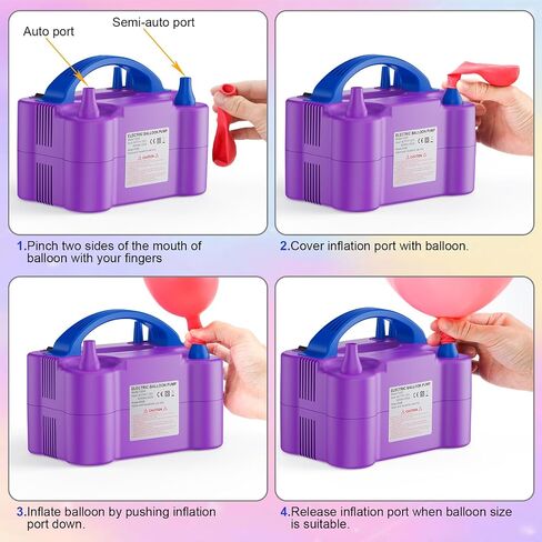 Electric Balloon Pump, Portable Dual Nozzle Electric Balloon Air Inflator for Party Decoration, 110V 600W Balloon Blower Pump Inflation-Rose Red in Saudi Arabia