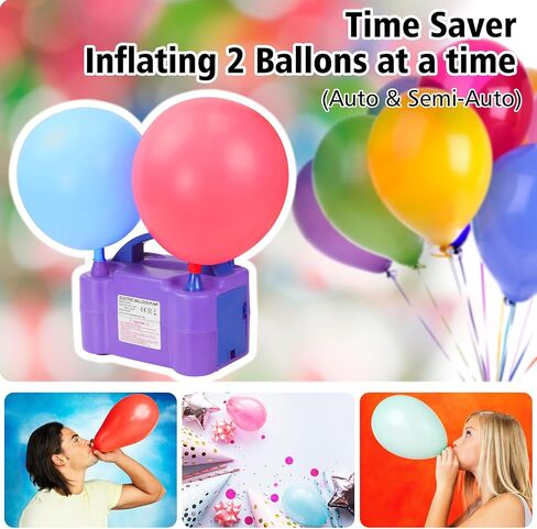 Electric Balloon Pump, Portable Dual Nozzle Electric Balloon Air Inflator for Party Decoration, 110V 600W Balloon Blower Pump Inflation-Rose Red in Saudi Arabia
