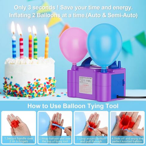 Electric Balloon Pump, Portable Dual Nozzle Electric Balloon Air Inflator for Party Decoration, 110V 600W Balloon Blower Pump Inflation-Rose Red in Saudi Arabia