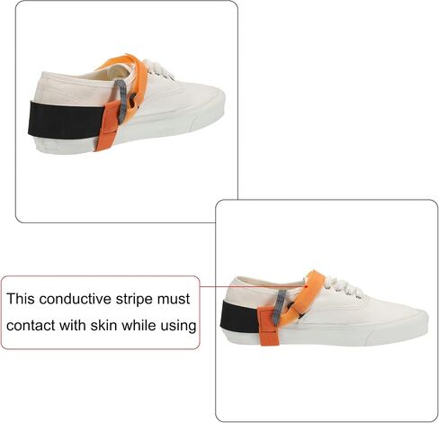 MECCANIXITY 2pcs ESD Anti Static Foot Heel Straps Anti Static Wrist Strap Band Adjustable for Grounding Removing Static Orange in Kuwait
