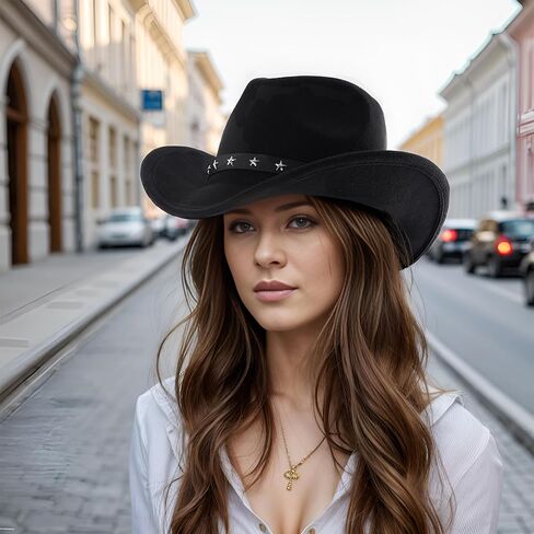 ورأى قبعة الغربية النساء الرجال قبعة رعاة البقر واسعة حافة للحزب الغربي in Kuwait