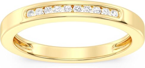 GILDED 925 Sterling Silver 14K Gold Plated Anniversary Bands for Women 1, 1/2, 1/4, 1/10 Carat Lab Grown Diamond | Anniversary Wedding Band | Promise Rings | Eternity Stackable Rings for Women Size 7 in Saudi Arabia