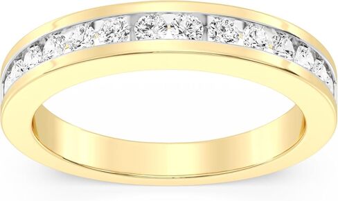 GILDED 925 Sterling Silver 14K Gold Plated Anniversary Bands for Women 1, 1/2, 1/4, 1/10 Carat Lab Grown Diamond | Anniversary Wedding Band | Promise Rings | Eternity Stackable Rings for Women Size 7 in Saudi Arabia