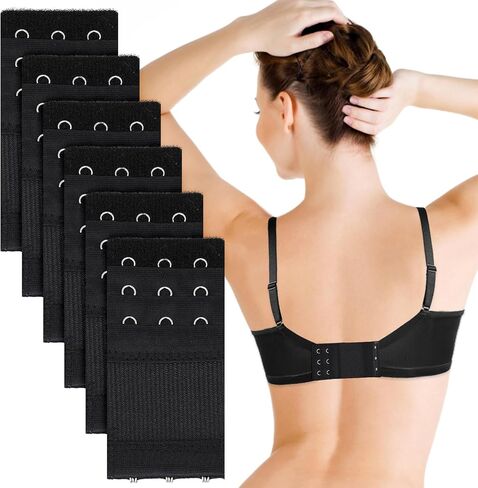 6 Pcs Elastic Bra Band Hook 3 Hooks Bra Strap Extender Stretchy Bra Extension Strap Bra Extenders Comfortable Bra Band Extender Bra Clasp Extender Bra Back Extender in Saudi Arabia