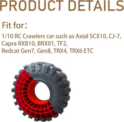 حشوات إطارات مطاطية من السيليكون مقاس 1.9 بوصة تناسب إطارات العجلات 118-122 مم 1.9 بوصة حشوات مقاومة للماء لسيارة 1/10 RC الزاحفة (أحمر) in Kuwait
