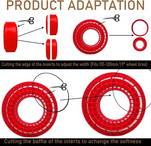 1.9'' Silicone Rubber Tire Inserts Fit for 118-122mm 1.9" Wheel Tires Waterproof Inserts for 1/10 RC Crawler Car (Red) in Saudi Arabia