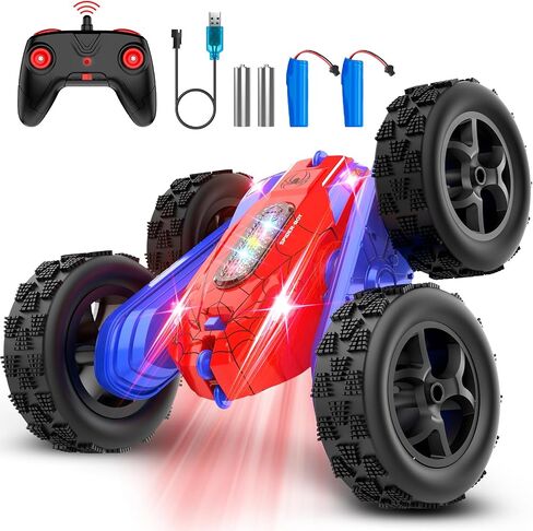 Remote Control Car, 2.4GHz RC Car, Double-Sided 360 ° Fast Flipping Rotating RC Stunt Car with Colorful LED Lights, 4WD RC Toy Car for Boys Age 8-12 and Boys Girls Birthday Present in Saudi Arabia