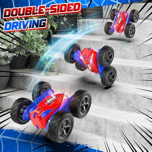 Remote Control Car, 2.4GHz RC Car, Double-Sided 360 ° Fast Flipping Rotating RC Stunt Car with Colorful LED Lights, 4WD RC Toy Car for Boys Age 8-12 and Boys Girls Birthday Present in Saudi Arabia