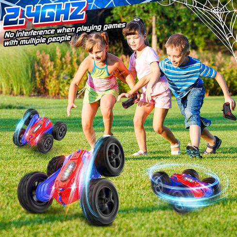 Remote Control Car, 2.4GHz RC Car, Double-Sided 360 ° Fast Flipping Rotating RC Stunt Car with Colorful LED Lights, 4WD RC Toy Car for Boys Age 8-12 and Boys Girls Birthday Present in Saudi Arabia