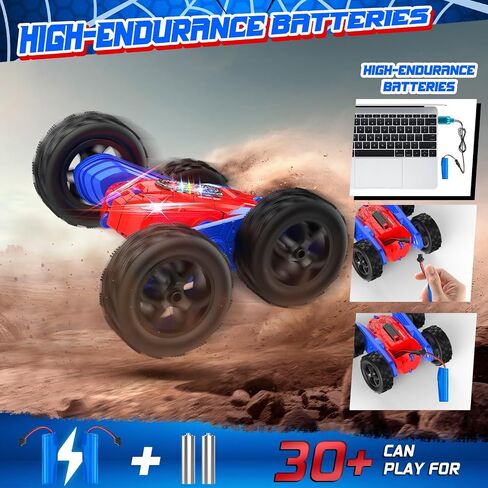 Remote Control Car, 2.4GHz RC Car, Double-Sided 360 ° Fast Flipping Rotating RC Stunt Car with Colorful LED Lights, 4WD RC Toy Car for Boys Age 8-12 and Boys Girls Birthday Present in Saudi Arabia