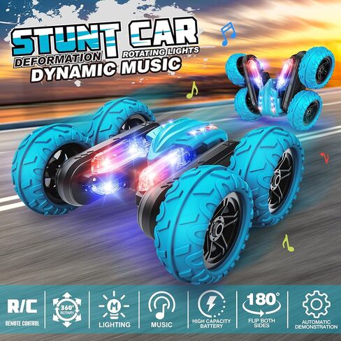 RC Stunt Cars, Remote Control Car 2.4Ghz Stunt Car with Double Sided 360-degree Flips Rotating Car Toy, Rechargeable 4WD Off Road RC Car Toys for Kids 3 4 5 6 7 8-12 Year Old Boys Girls Birthday Gift in Saudi Arabia