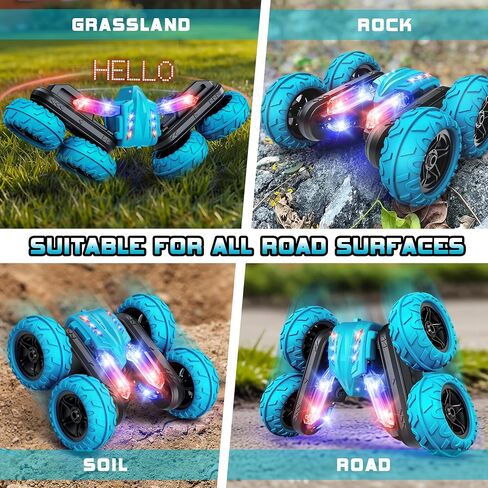 RC Stunt Cars, Remote Control Car 2.4Ghz Stunt Car with Double Sided 360-degree Flips Rotating Car Toy, Rechargeable 4WD Off Road RC Car Toys for Kids 3 4 5 6 7 8-12 Year Old Boys Girls Birthday Gift in Saudi Arabia
