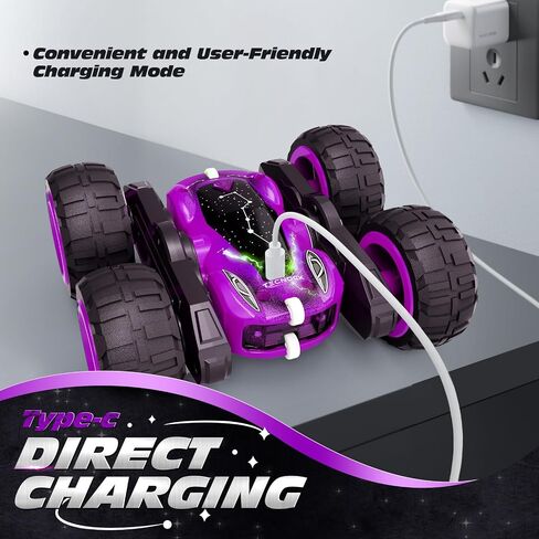 Tecnock Remote Control Car for Kids, 2.4GHz RC Car with USB-C Easy Charging, 4WD Double Sided 360° Rotates and Flips RC Stunt Car, Toys Gift for Boys and Girls in Saudi Arabia