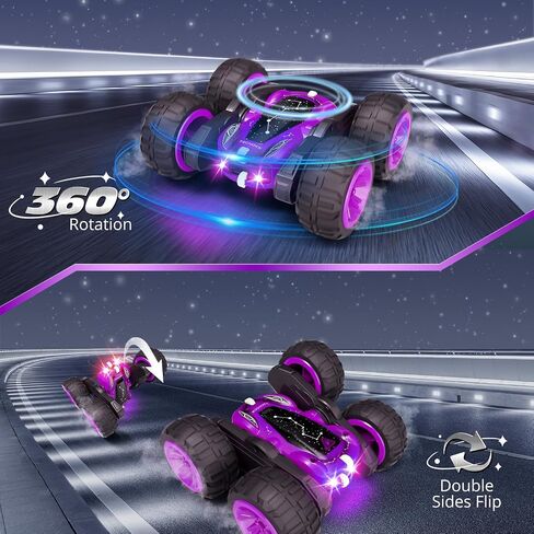 Tecnock Remote Control Car for Kids, 2.4GHz RC Car with USB-C Easy Charging, 4WD Double Sided 360° Rotates and Flips RC Stunt Car, Toys Gift for Boys and Girls in Saudi Arabia