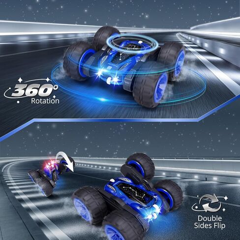 Tecnock Remote Control Car for Kids, 2.4GHz RC Car with USB-C Easy Charging, 4WD Double Sided 360° Rotates and Flips RC Stunt Car, Toys Gift for Boys and Girls in Saudi Arabia