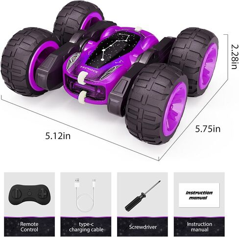 Tecnock Remote Control Car for Kids, 2.4GHz RC Car with USB-C Easy Charging, 4WD Double Sided 360° Rotates and Flips RC Stunt Car, Toys Gift for Boys and Girls in Saudi Arabia