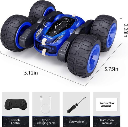 Tecnock Remote Control Car for Kids, 2.4GHz RC Car with USB-C Easy Charging, 4WD Double Sided 360° Rotates and Flips RC Stunt Car, Toys Gift for Boys and Girls in Saudi Arabia