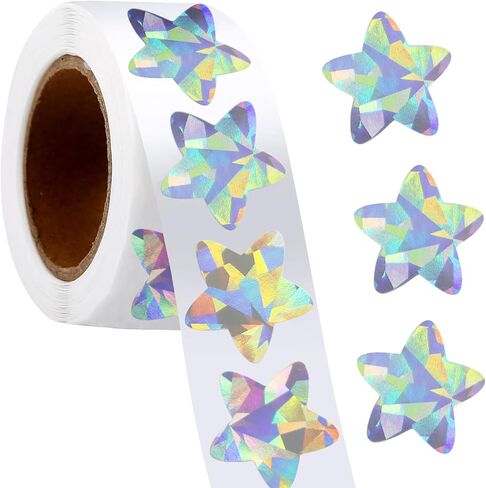 2 Rolls Gold Star Stickers for Kids Reward, 1000Pcs Holographic Sparkly Metallic Foil Stickers for Teacher Supplies Classroom, Behavior Chart Home, Student Planners (1.0 Inch) in Saudi Arabia
