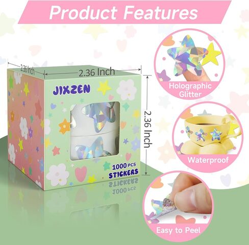 2 Rolls Gold Star Stickers for Kids Reward, 1000Pcs Holographic Sparkly Metallic Foil Stickers for Teacher Supplies Classroom, Behavior Chart Home, Student Planners (1.0 Inch) in Saudi Arabia