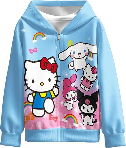 Girls Cartoon Zipped Hooded Jacket Girls Outfit Clothes for 5-12Y Kids in Saudi Arabia