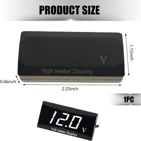 1 PC Car DC 12V HD Digital Display Voltmeter, 2.25" x 1.15" x 0.46" PC Shell Alloy Bracket Dustproof Waterproof LED Display Panel, Two-Wire Voltage Meter, Suitable for Most Car Models (White) in Saudi Arabia