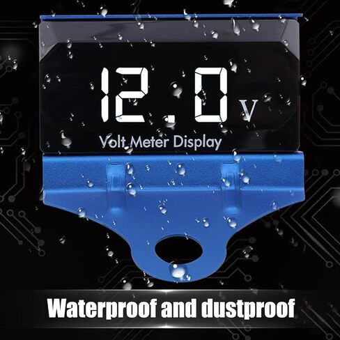 1 PC Car DC 12V HD Digital Display Voltmeter, 2.25" x 1.15" x 0.46" PC Shell Alloy Bracket Dustproof Waterproof LED Display Panel, Two-Wire Voltage Meter, Suitable for Most Car Models (White) in Saudi Arabia