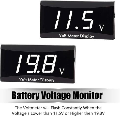 1 PC Car DC 12V HD Digital Display Voltmeter, 2.25" x 1.15" x 0.46" PC Shell Alloy Bracket Dustproof Waterproof LED Display Panel, Two-Wire Voltage Meter, Suitable for Most Car Models (White) in Saudi Arabia