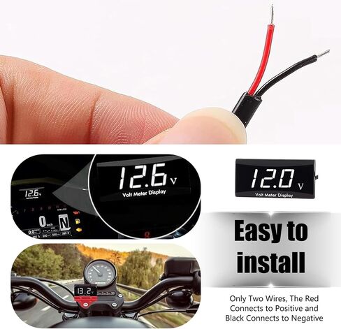 1 PC Car DC 12V HD Digital Display Voltmeter, 2.25" x 1.15" x 0.46" PC Shell Alloy Bracket Dustproof Waterproof LED Display Panel, Two-Wire Voltage Meter, Suitable for Most Car Models (White) in Saudi Arabia